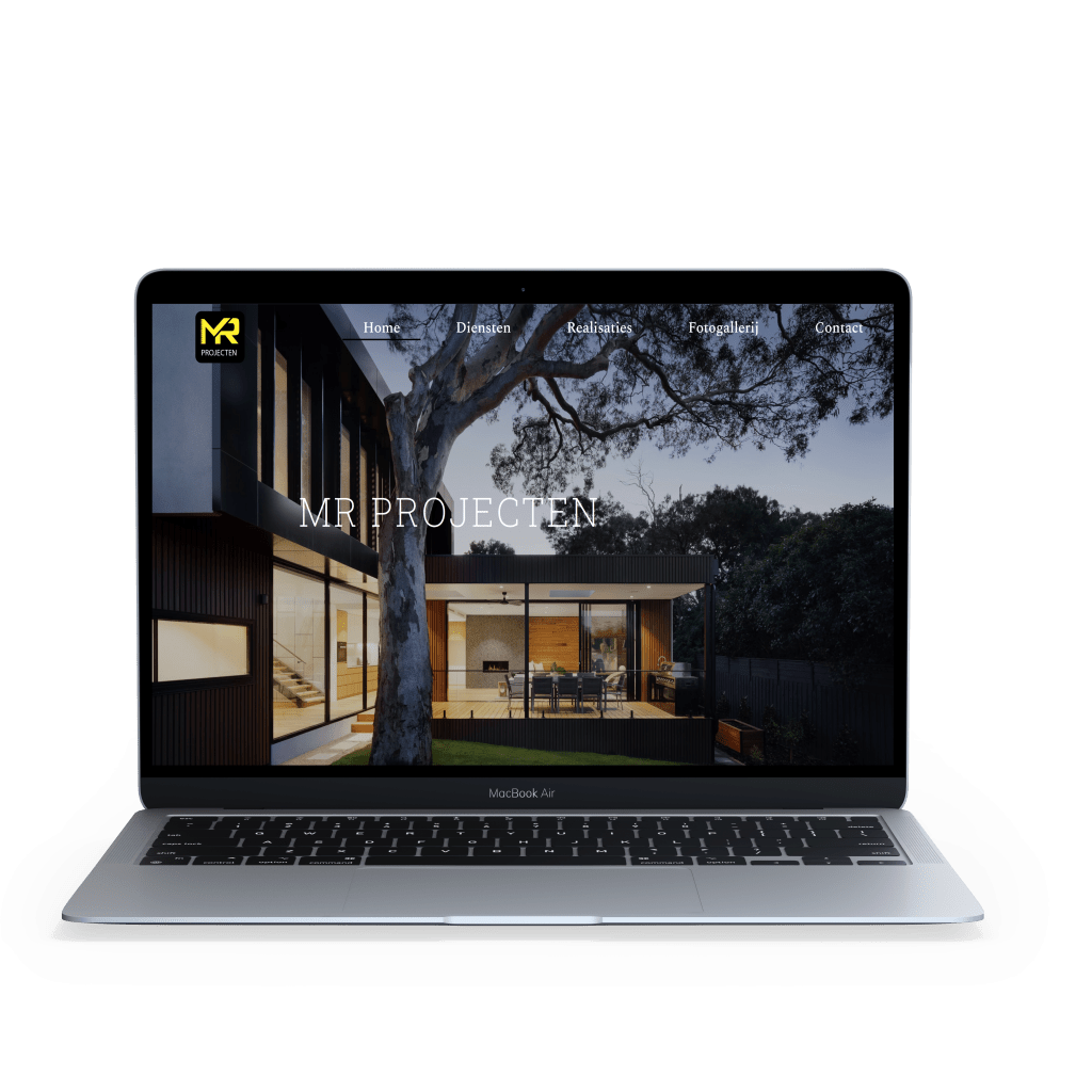 Homepage van MR Projecten op MacBook – IlkDesign helpt bedrijven een website laten maken