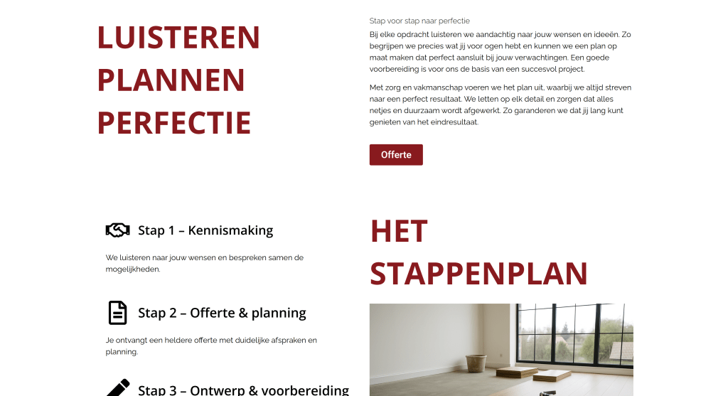 Afbeeldingen met tekst op de website van Gregory Clynmans Vloer & Tegelwerken – IlkDesign