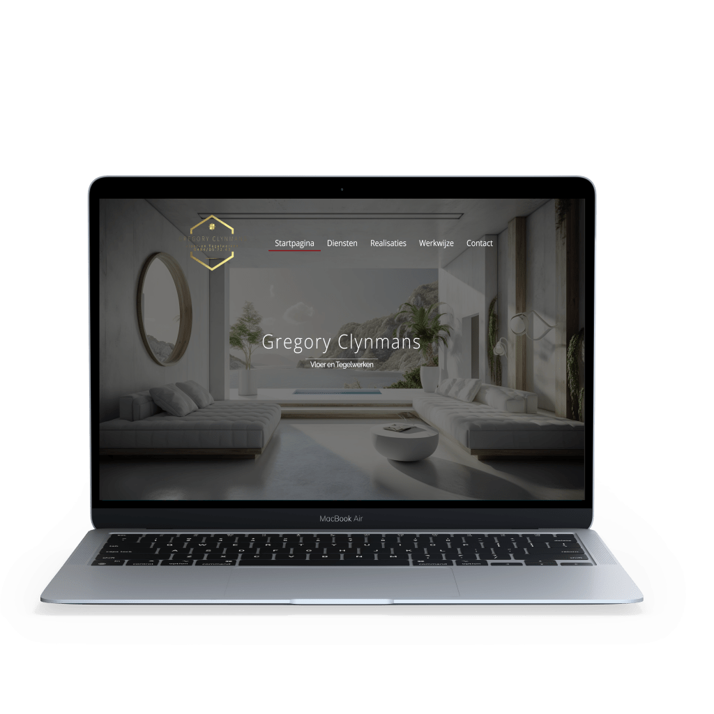 Homepage van Gregory Clynmans op MacBook – IlkDesign helpt bedrijven een website laten maken
