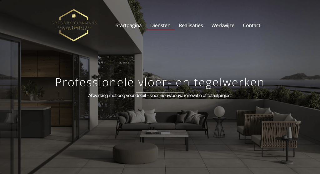 Dienstenpagina van Gregory Clynmans Vloer & Tegelwerken – IlkDesign helpt bedrijven een website laten maken