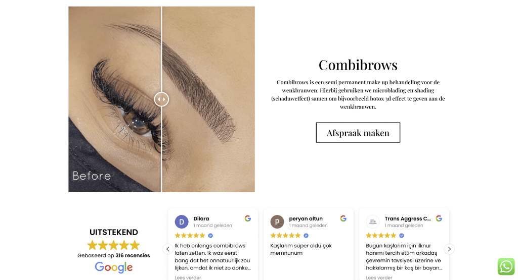 Combibrows dienstpagina van ilknuraltintas.be – IlkDesign helpt bedrijven een website laten maken