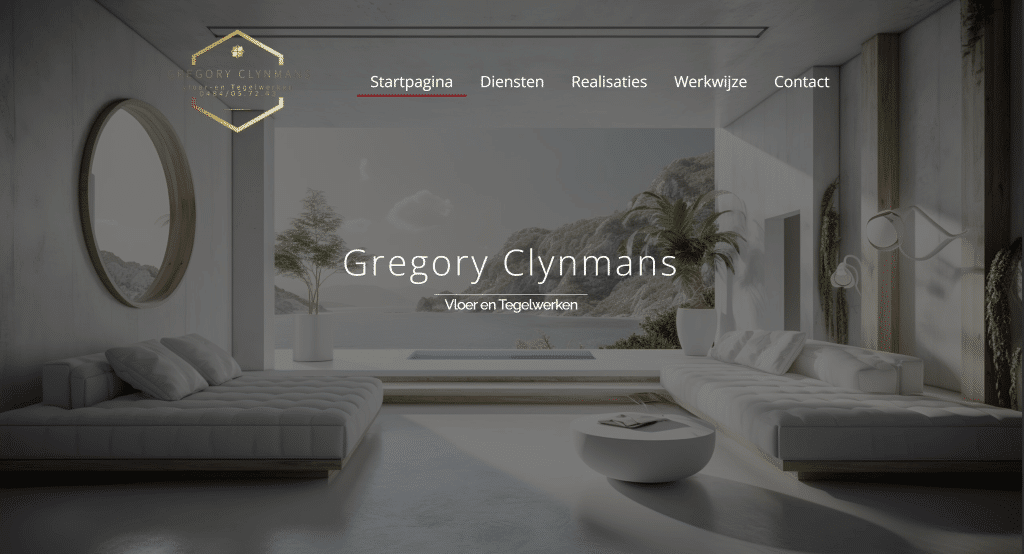 Homepage van Gregory Clynmans Vloer & Tegelwerken – IlkDesign helpt bedrijven een website laten maken