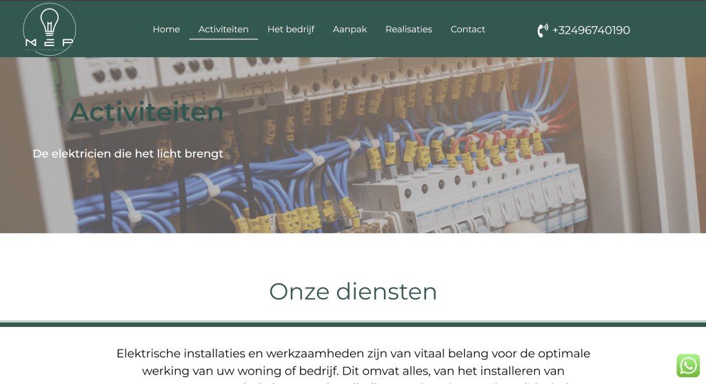 Dienstenpagina M-Elektroproject – IlkDesign helpt bedrijven een website laten maken
