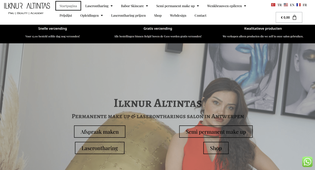 Homepagina van ilknuraltintas.be – IlkDesign helpt bedrijven een website laten maken