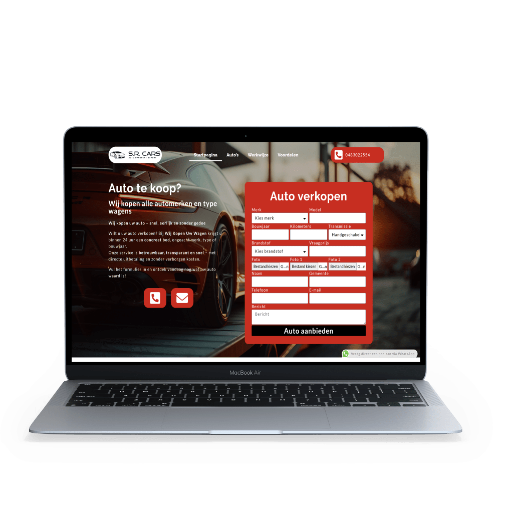 Homepage van Wij Kopen Uw Wagen op MacBook – IlkDesign helpt bedrijven een website laten maken